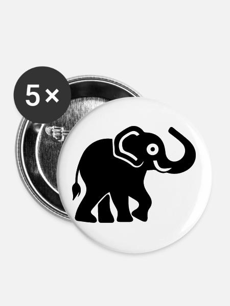 Elefant - Buttons groß 56 mm (5er Pack) - Weiß