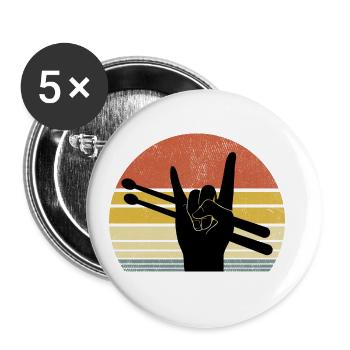 Retro Drummer Drum Music Lover Drumming - Buttons large 2.2''/56 mm (5-pack) - white - Front