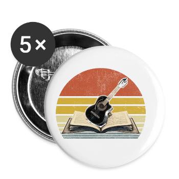 Professeur de musique rétro Classe Musicien Enseignement - Lot de 5 grands badges (56 mm) - blanc - Devant