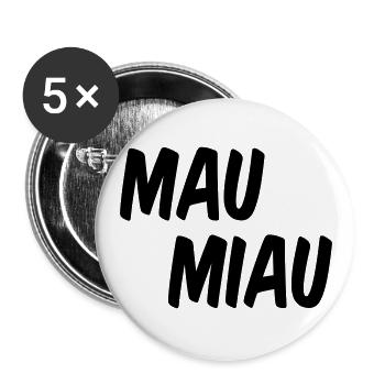Katzen miezen Mau Miau - Buttons groß 56 mm (5er Pack) - Weiß - Vorne