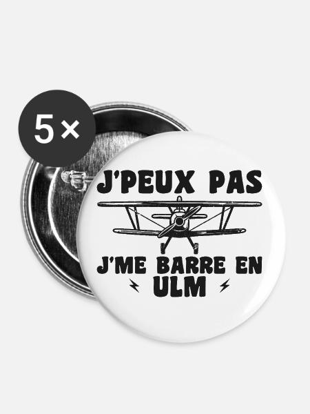 Flugzeug Humor Ulm - Buttons groß 56 mm (5er Pack) - Weiß