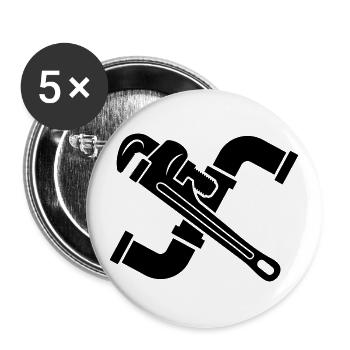 Plumbing services 24 7 logo, pipe wrench - Buttons large 2.2''/56 mm (5-pack) - white - Front