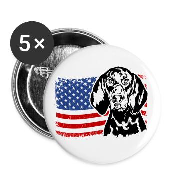 Noir Et Tan Coonhound US America Drapeau Wilsigns - Lot de 5 grands badges (56 mm) - blanc - Devant