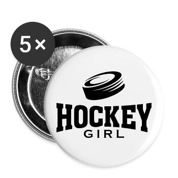 HOCKEY GIRL MIT PUCK - Buttons groß 56 mm (5er Pack) - Weiß - Vorne