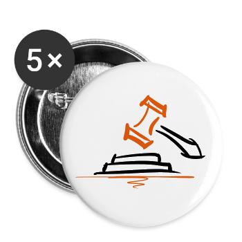 Richterhammer, Court Gavel - Buttons large 2.2''/56 mm (5-pack) - white - Front
