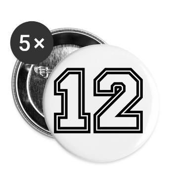 Symbole de 12 chiffres - Lot de 5 grands badges (56 mm) - blanc - Devant