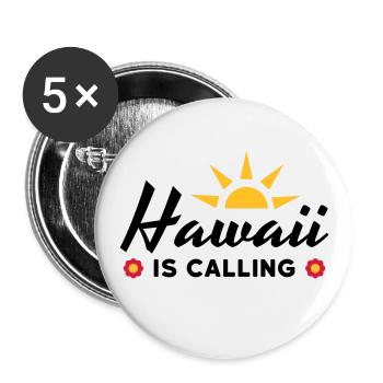 Hawaii is calling (sun, sun rays, flowers) - Buttons large 2.2''/56 mm (5-pack) - white - Front