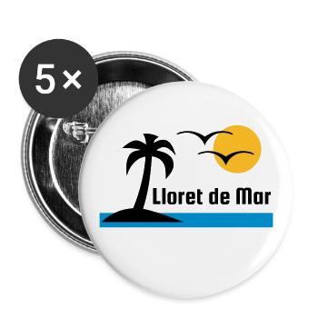 Lloret de Mar (island, palm tree, sun, birds, sea) - Buttons large 2.2''/56 mm (5-pack) - white - Front