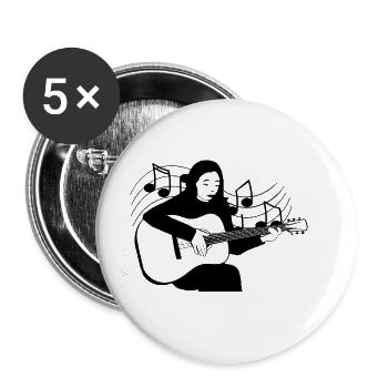 Ein klassischer Folk-Gitarrist, der Gitarre spielt - Buttons groß 56 mm (5er Pack) - Weiß - Vorne