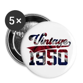 VINTAGE 1950's UK 76TH BIRTHDAY - Buttons large 2.2''/56 mm (5-pack) - white - Front