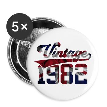 VINTAGE 1982 UK 44TH BIRTHDAY - Buttons large 2.2''/56 mm (5-pack) - white - Front