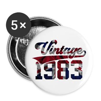 VINTAGE 1983 UK 43RD BIRTHDAY - Buttons large 2.2''/56 mm (5-pack) - white - Front