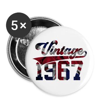 VINTAGE 1967 UK 59TH BIRTHDAY - Buttons large 2.2''/56 mm (5-pack) - white - Front