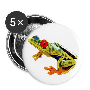 Rotäugiger Laubfrosch Exotisches Haustier Niedlich - Buttons groß 56 mm (5er Pack) - Weiß - Vorne