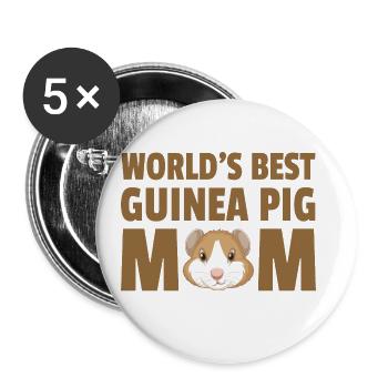 World's Best Guinea Pig Mom Guinea Pig Owner Pet C - Buttons groß 56 mm (5er Pack) - Weiß - Vorne