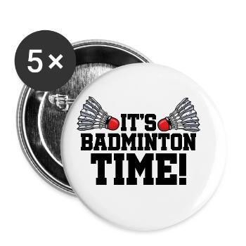 It's Badminton Time Graphic Badminton Player Shutt - Buttons groß 56 mm (5er Pack) - Weiß - Vorne