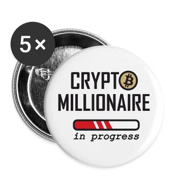 Krypto Millionär in Bearbeitung - Buttons groß 56 mm (5er Pack) - Weiß - Vorne