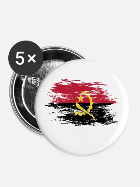 Angola Flagge used - Buttons groß 56 mm (5er Pack) - Weiß