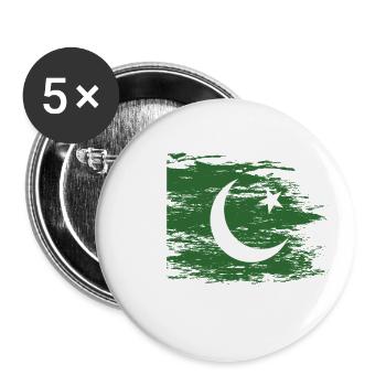 Drapeau pakistanais utilisé - Lot de 5 grands badges (56 mm) - blanc - Devant