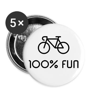Racing Bike / Road Bike – 100% Fun (Bicycle / B) - Buttons large 2.2''/56 mm (5-pack) - white - Front