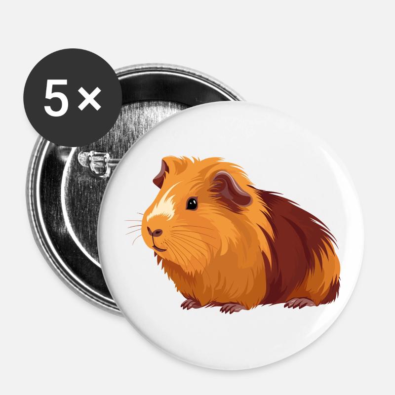 Guinea Pig - Buttons large 2.2''/56 mm (5-pack) - white