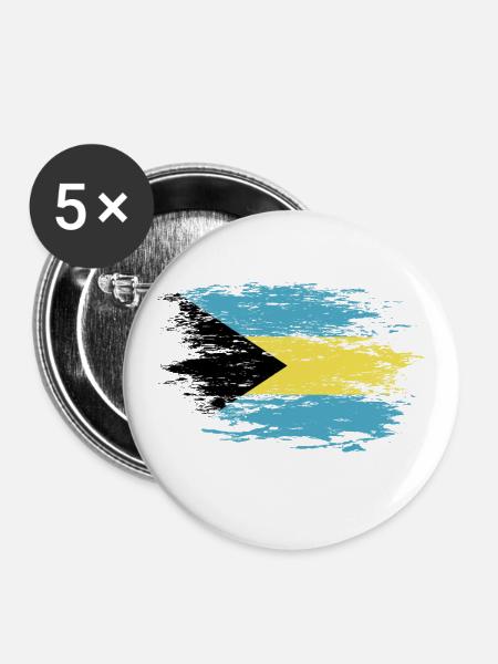 Bahamas Flagge used - Buttons groß 56 mm (5er Pack) - Weiß