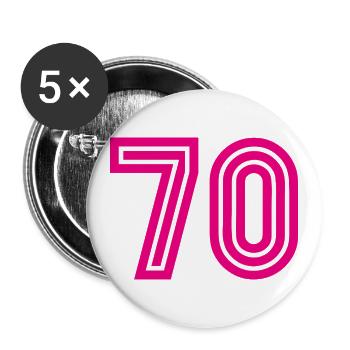 70. 70 ANS. 70e ANNIVERSAIRE. ANNIVERSAIRE 70 ANS. - Lot de 5 grands badges (56 mm) - blanc - Devant