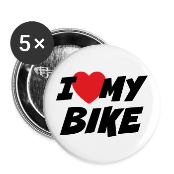 I Love my Bike - Buttons large 2.2''/56 mm (5-pack) - white - Front