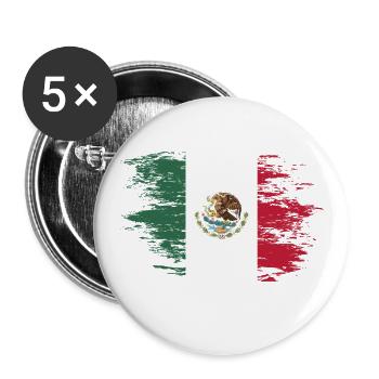 Mexico flag used - Buttons large 2.2''/56 mm (5-pack) - white - Front