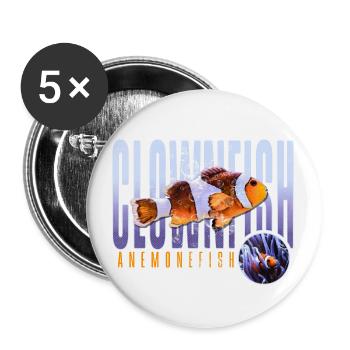 Poisson-clown Poisson-anémone - Lot de 5 grands badges (56 mm) - blanc - Devant