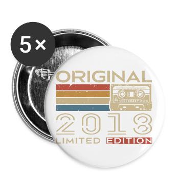 Retro 2018 Birthday Gift 2018 - Vintage 2018 - Buttons large 2.2''/56 mm (5-pack) - white - Front