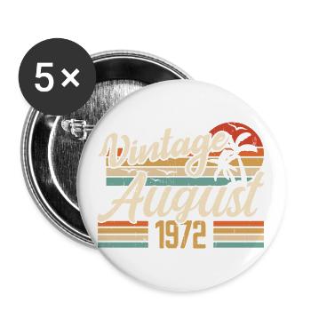 Août 1972 Anniversaire 1972 - Cadeau Légendes Août - Lot de 5 grands badges (56 mm) - blanc - Devant