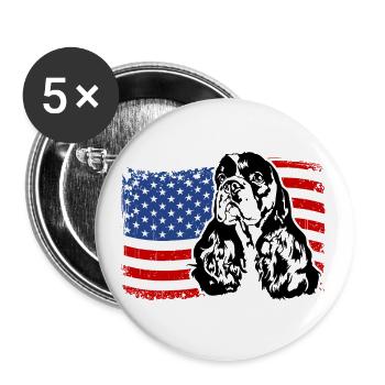 Cocker Américain Épagneul Drapeau de l’Amérique des États-Unis Wilsigns - Lot de 5 grands badges (56 mm) - blanc - Devant