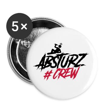 absturz crew - Buttons groß 56 mm (5er Pack) - Weiß - Vorne