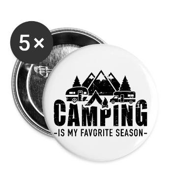 camping - Lot de 5 grands badges (56 mm) - blanc - Devant