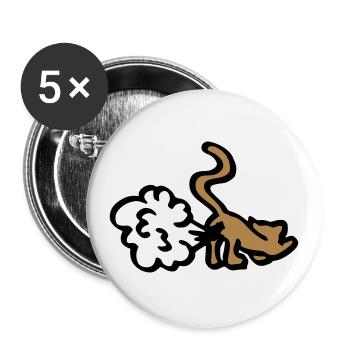 Pups Katze / fart cat / witzige Geschenkidee - Buttons groß 56 mm (5er Pack) - Weiß - Vorne