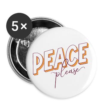 Peace Please Please Peace Saying Scripture Call - Buttons large 2.2''/56 mm (5-pack) - white - Front