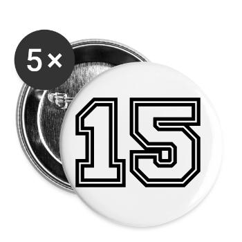 Symbole de 15 chiffres - Lot de 5 grands badges (56 mm) - blanc - Devant