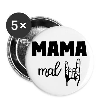 Mama mal Zwei 2 Kinder Mutter - Buttons groß 56 mm (5er Pack) - Weiß - Vorne