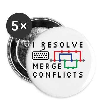 I Resolve Merge Conflicts Coding Programming Devel - Buttons groß 56 mm (5er Pack) - Weiß - Vorne