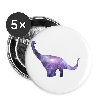 Brachiosaurus Dinosaurier Weltall Dino Nerd Kinder - Buttons groß 56 mm (5er Pack) - Weiß - Vorne
