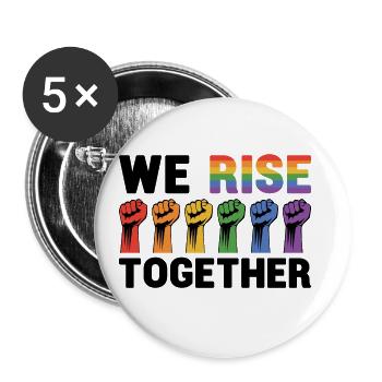 We Rise Together Bisexual Gay Trans Queer Lgbtq Ra - Buttons groß 56 mm (5er Pack) - Weiß - Vorne
