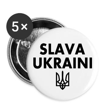 Slava ukraini - Buttons large 2.2''/56 mm (5-pack) - white - Front