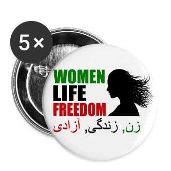 Women life freedom - Lot de 5 grands badges (56 mm) - blanc - Devant