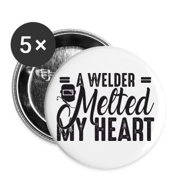 Tenue de soudeur pour soudeurs - Lot de 5 grands badges (56 mm) - blanc - Devant