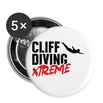 Retro Graphic Cliff Diver Cliff Diving Tombstoning - Buttons large 2.2''/56 mm (5-pack) - white - Front