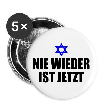 Nie wieder ist jetzt - Buttons groß 56 mm (5er Pack) - Weiß - Vorne
