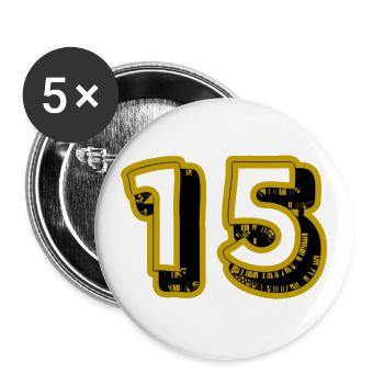 15. 15 ANS. 15e ANNIVERSAIRE. ANNIVERSAIRE 15 ANS. - Lot de 5 grands badges (56 mm) - blanc - Devant