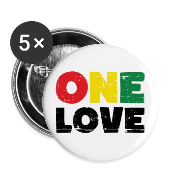 One Love Reggae Music - Buttons large 2.2''/56 mm (5-pack) - white - Front