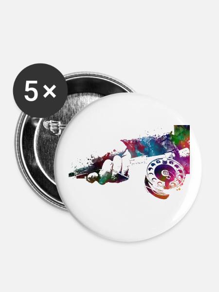 Angelsport #fishing - Buttons groß 56 mm (5er Pack) - Weiß